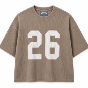 Home Bratts Crew Round 26 Jersey Tee, ribbed mocha oversized boxing graphic t-shirt